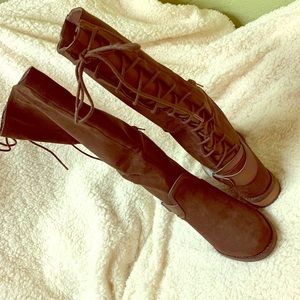 NEW Size 8/8.5 Brown Riding Boots Lace up Back